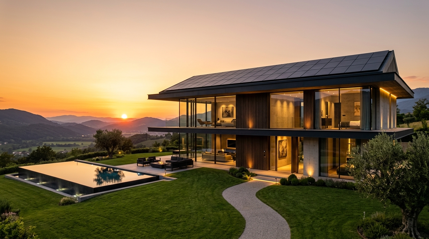 Residencia con paneles solares instalados por Green Electric